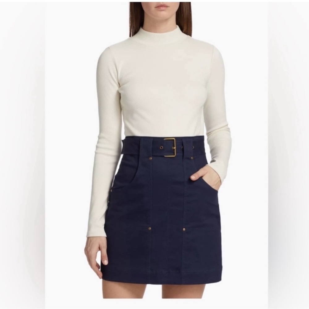 Veronica Beard Cream and Navy Long Sleeve Dress